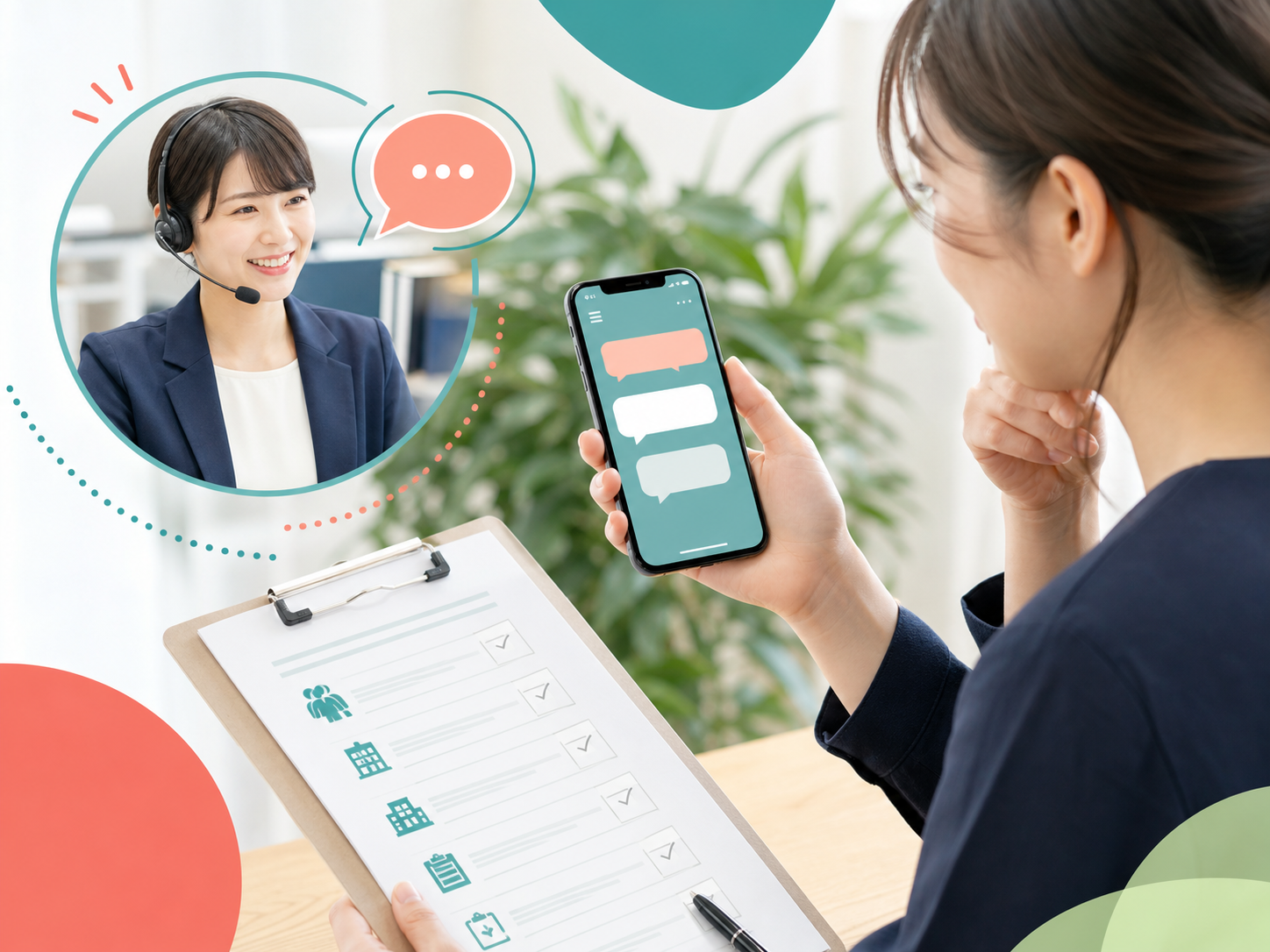 スマートフォンから採用相談をするイメージ